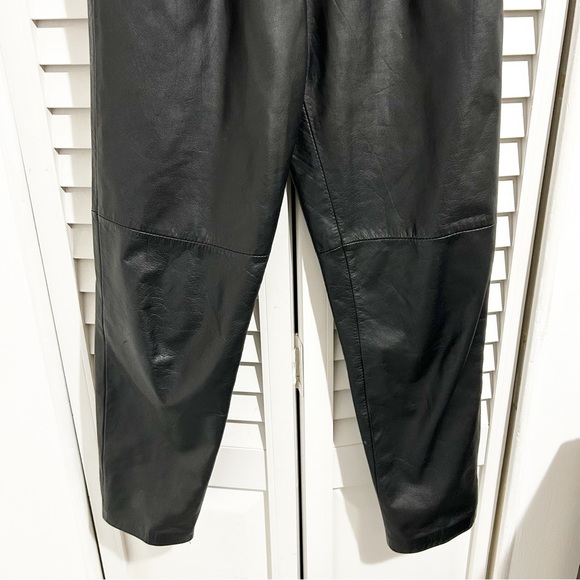 Vintage 100% Black Leather Lord & Taylor High Rise Tapered Pants - Picture 5 of 8